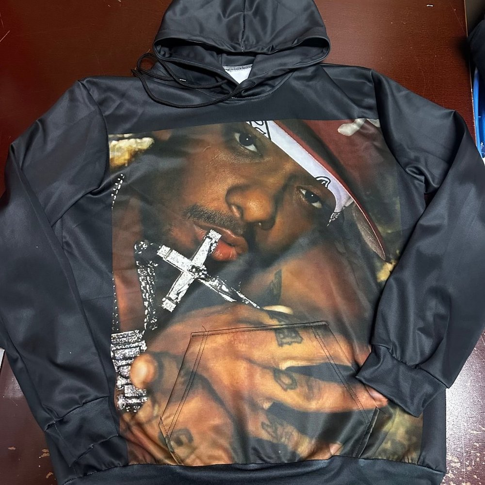 Mobb Deep Black Prodigy Long Sleeve Pockets Pullover custom Hoodie Size L